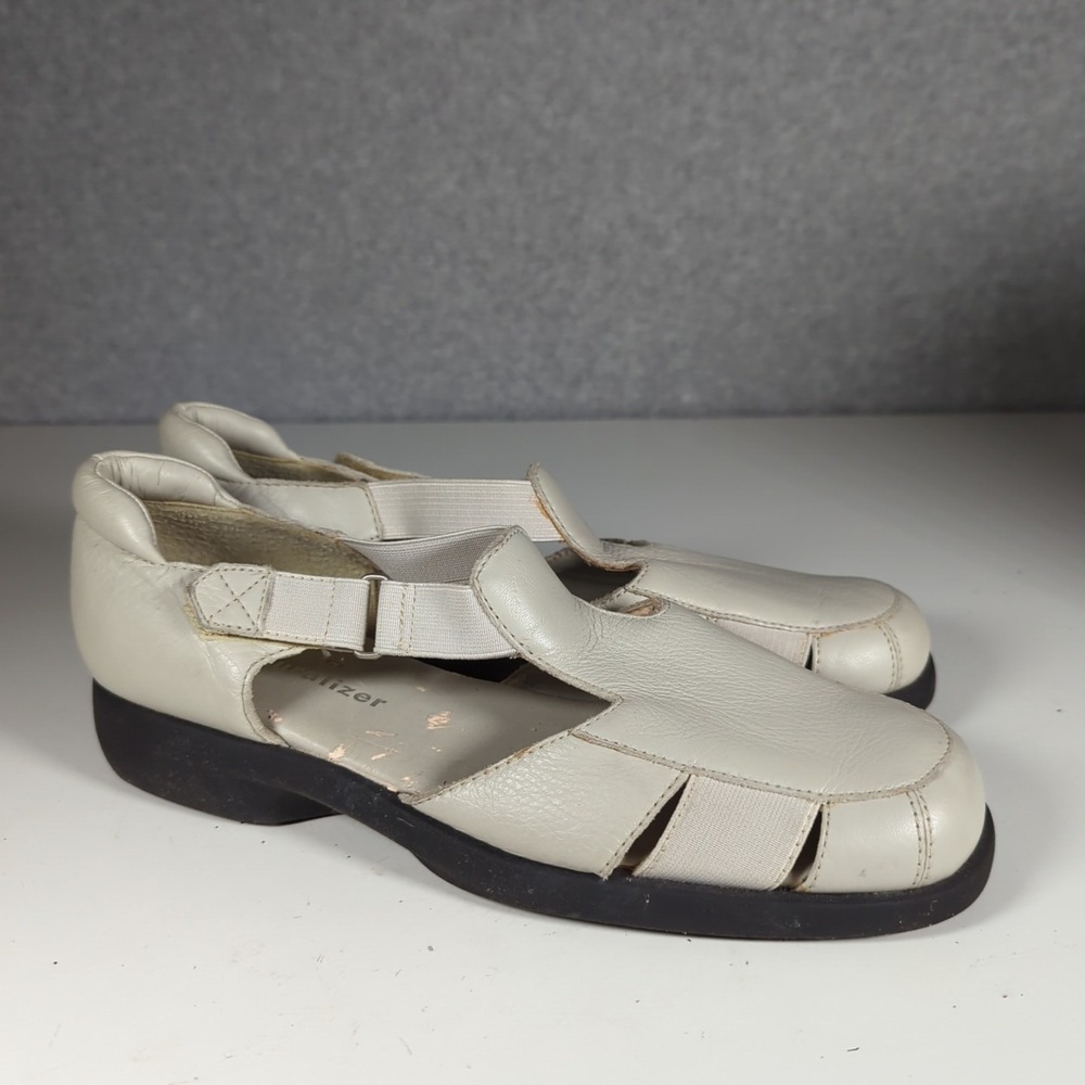 Vintage Naturalizer Leather Sandals Gray‎ Womens 8.5 Rubber Sole Shoes Confy